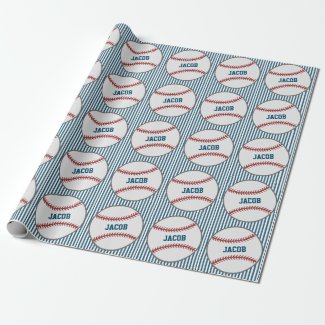 Personalized Name Baseball Themed Wrapping Paper