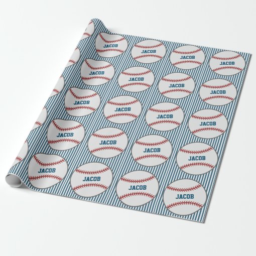 Personalized Name Baseball Themed Wrapping Paper Zazzle