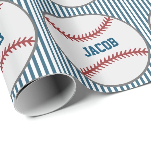 Personalized Name Baseball Themed Wrapping Paper Zazzle