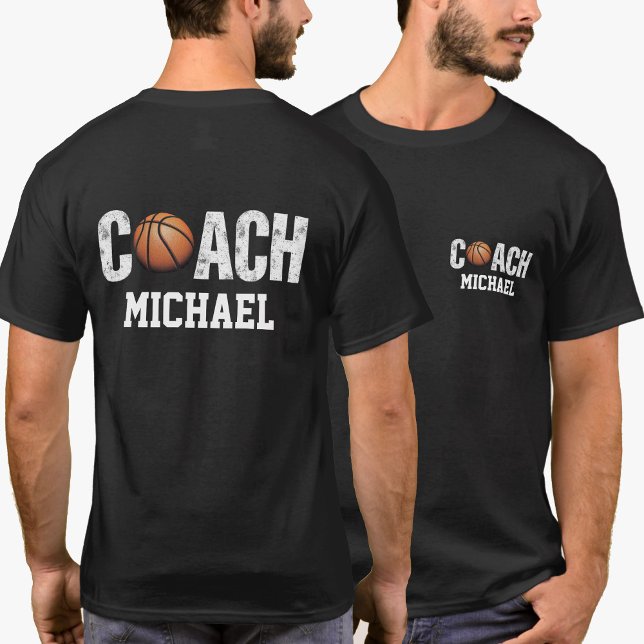 Personalized Name Basketball coach back & front    T-Shirt (Creator Uploaded)