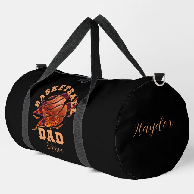 Personalized name basketball dad fathers day duffle bag (Left Corner)