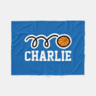 Personalized name basketball fleece blankets