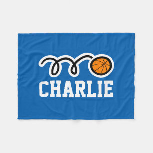 Personalized name basketball fleece blankets