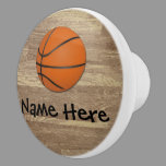 Personalized Name Basketball Orange/Brown Ceramic Knob
