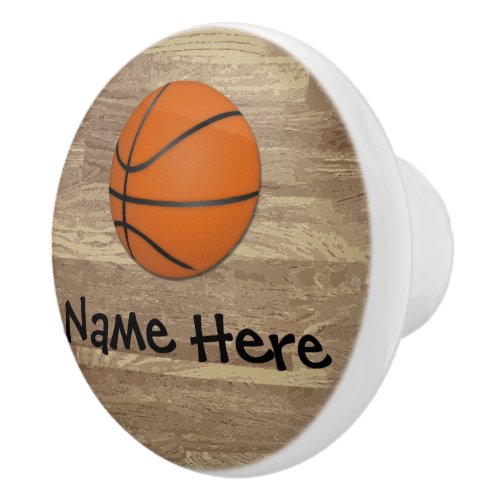 Personalized Name Basketball OrangeBrown Ceramic Knob