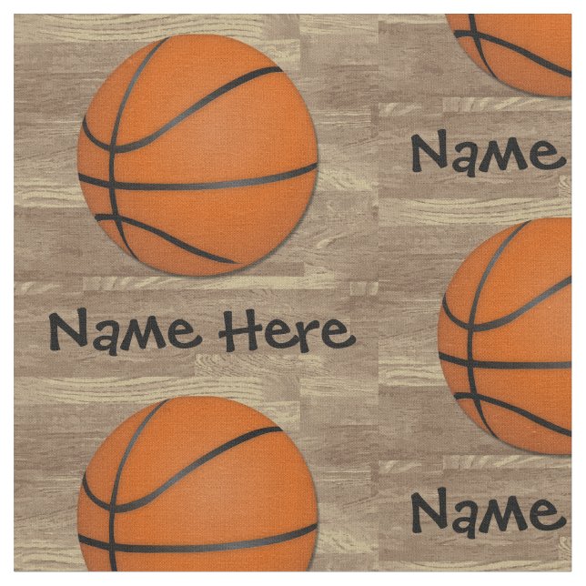 Personalized Name Basketball Orange/Brown Fabric (Close Up)