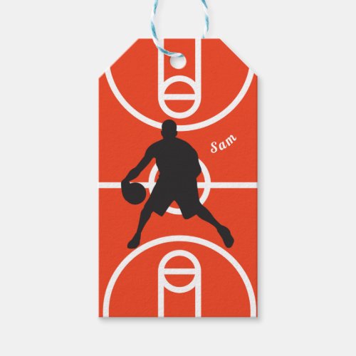 Personalized Name Basketball Player Coach Red Gift Tags