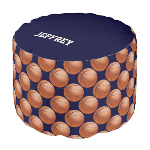 Personalized Name Basketball Round Pouf