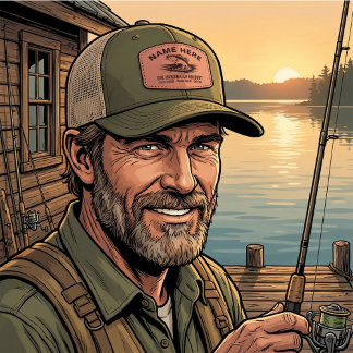 Personalized Name Bass Fishing Cold Water Ice Leather Patch Hat