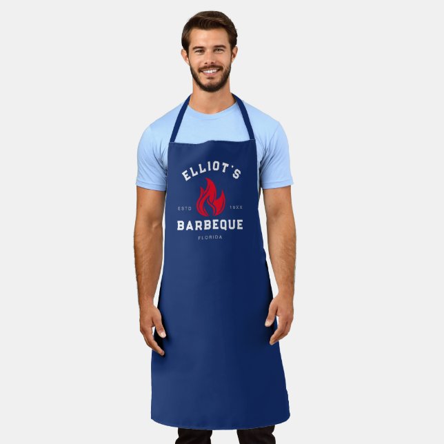 Personalized Name | BBQ Gift For Men | Barbeque Apron (Worn)