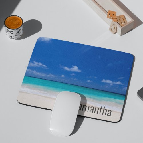 Personalized name Beach Waves Ocean Surf Mouse Pad