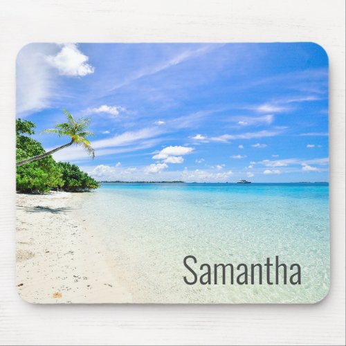 Personalized name Beach Waves Ocean Tropical Mouse Pad