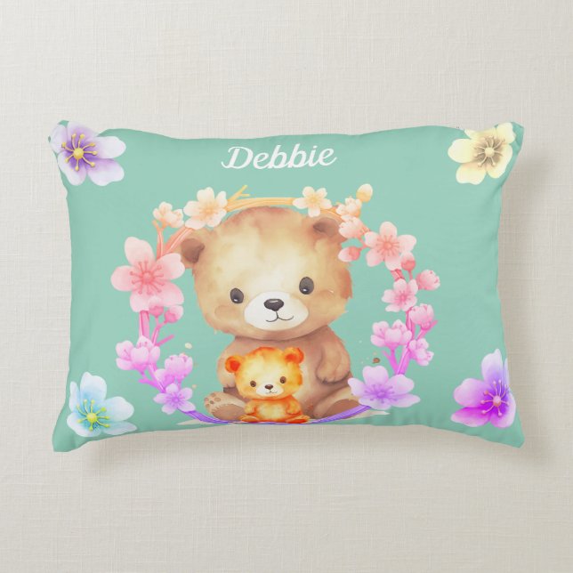 Personalized name bear accent pillow (Front)