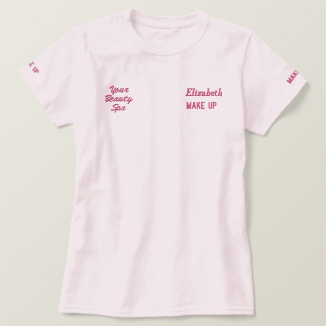 Personalized Name Beautician Make Up Professional  Embroidered Shirt (Design Front)