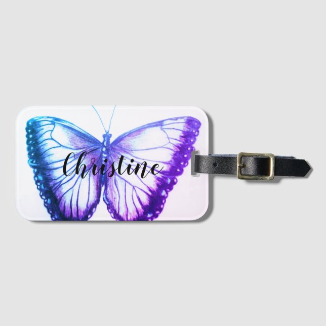 Personalized Name Beautiful butterfly Luggage Tag (Front Horizontal)