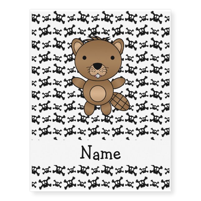 Personalized name beaver skulls pattern temporary tattoos (Front)