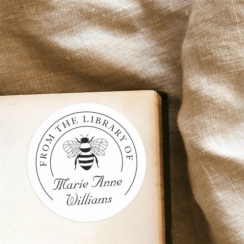 Personalized Name Bee From The Library Of Book Classic Round Sticker