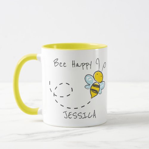 Personalized Name  Bee Happy Mug