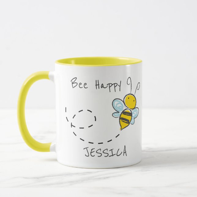 Personalized Name | Bee Happy Mug (Left)