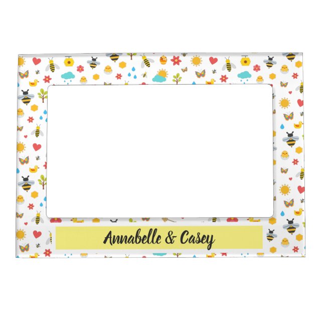 Personalized Name | Bees | Nature | Spring | Cute Magnetic Frame (Front)