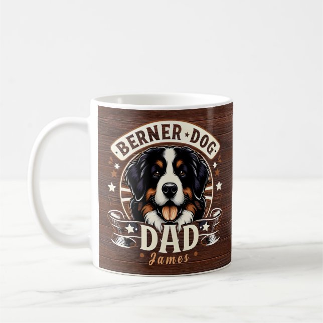 Personalized Name Berner Dog Dad - Bernese Daddy Coffee Mug (Left)
