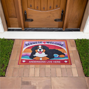 Personalized Name Bernese Mountain Dog Welcome Doormat