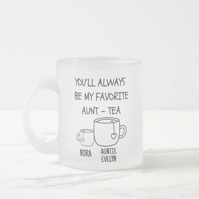 Personalized Name Best Auntie Aunt-tea Funny Frosted Glass Coffee Mug (Left)