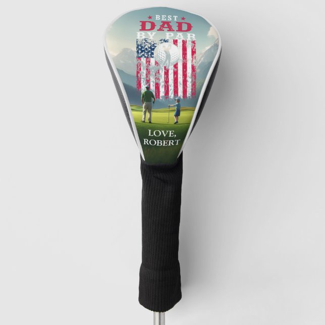 Personalized Name Best Dad By Par Golf Head Cover (Front)