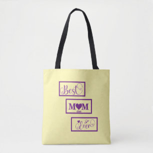 Personalized name best Mom ever purple beigs Tote Bag