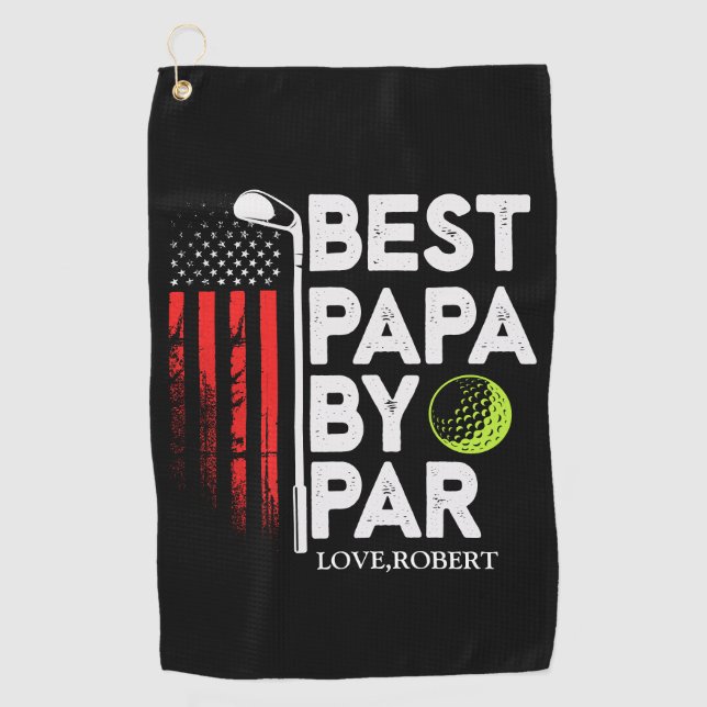 Personalized Name Best Papa By Par Golf Towel (Front)