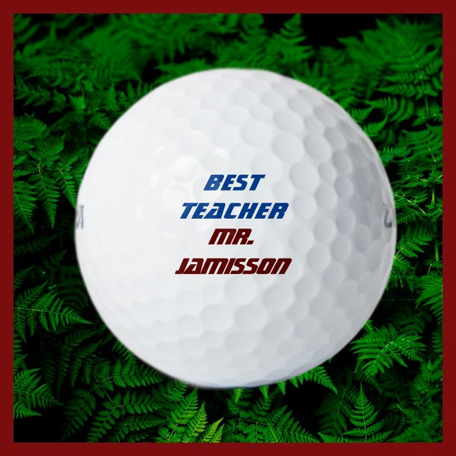 Personalized Name, Best Teacher, Blue and Burgundy Golf Balls (Creator Uploaded)