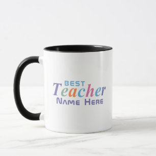 Personalized Name Best Teacher in Colorful Pastels Mug