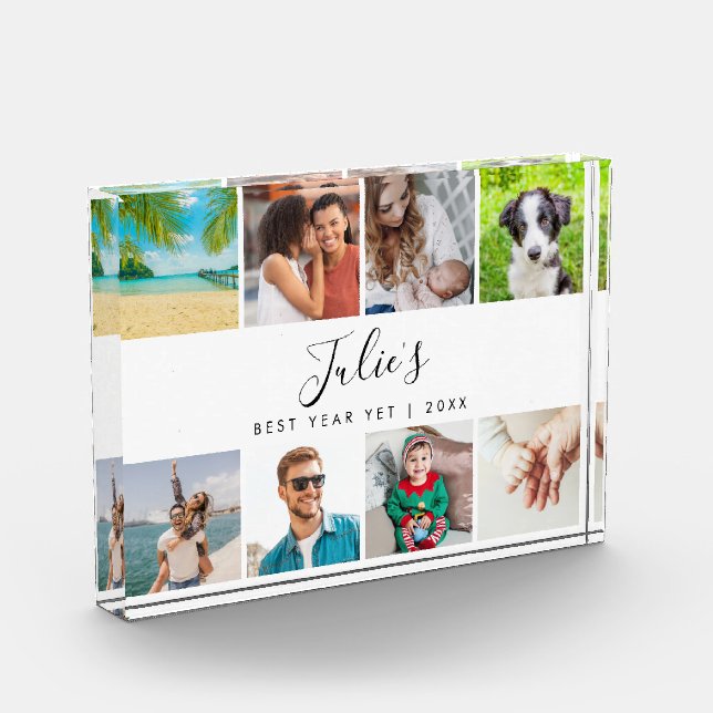 Personalized Name Best Year Yet Collage 8 Photo Block (Left)