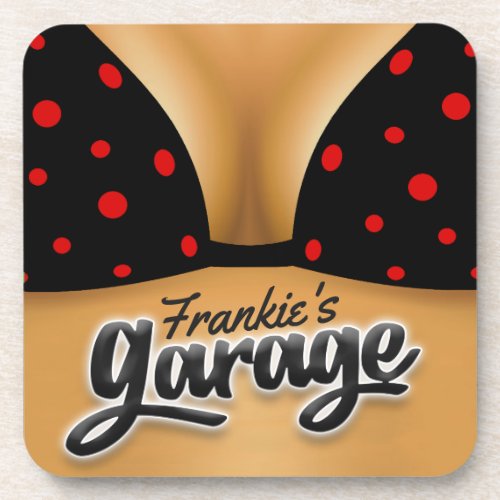 Personalized NAME Bikini Babe Girl Man Cave Garage Beverage Coaster