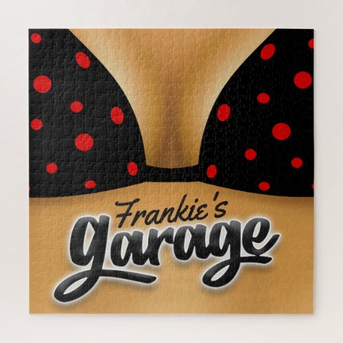 Personalized NAME Bikini Babe Girl Man Cave Garage Jigsaw Puzzle