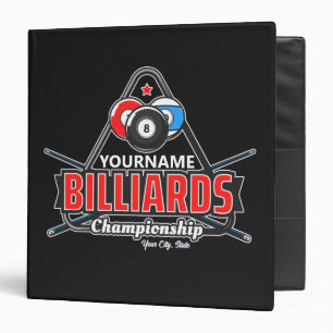 Personalized NAME Billiards 8 Ball Pool Cue Rack  3 Ring Binder