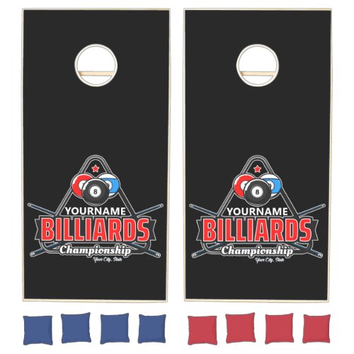 Personalized NAME Billiards 8 Ball Pool Cue Rack  Cornhole Set