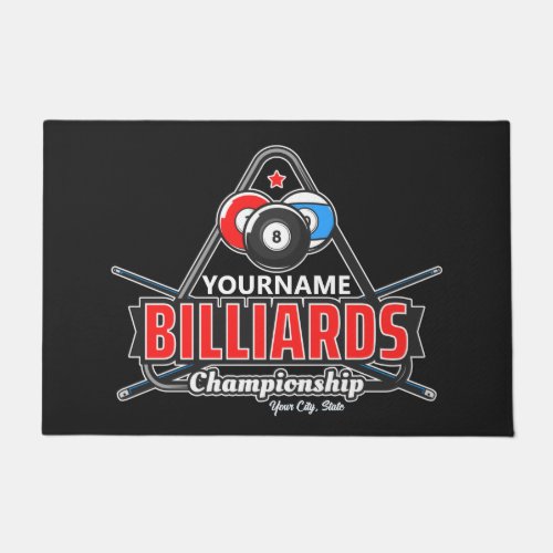 Personalized NAME Billiards 8 Ball Pool Cue Rack  Doormat