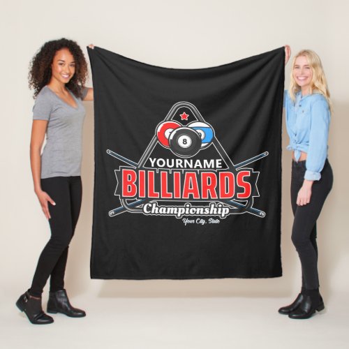Personalized NAME Billiards 8 Ball Pool Cue Rack  Fleece Blanket