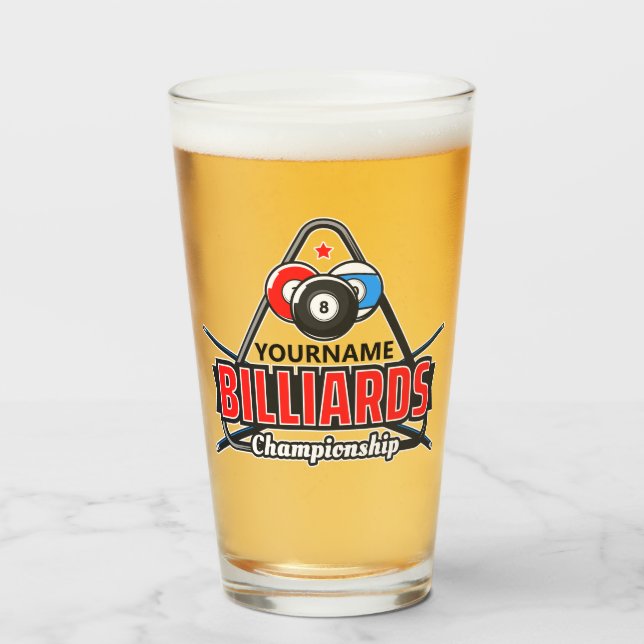 Personalized NAME Billiards 8 Ball Pool Cue Rack  Glass (Front Filled)