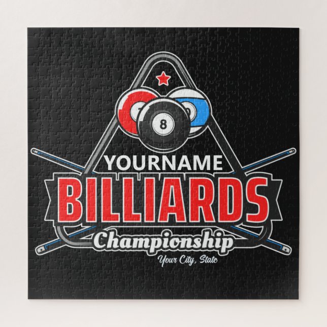 Personalized NAME Billiards 8 Ball Pool Cue Rack  Jigsaw Puzzle (Vertical)