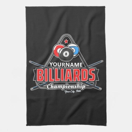 Personalized NAME Billiards 8 Ball Pool Cue Rack  Kitchen Towel