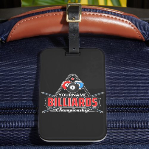 Personalized NAME Billiards 8 Ball Pool Cue Rack  Luggage Tag