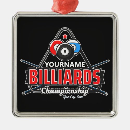 Personalized NAME Billiards 8 Ball Pool Cue Rack  Metal Ornament