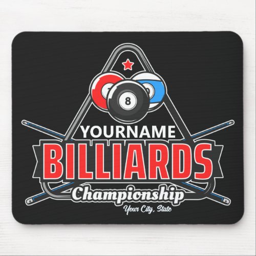 Personalized NAME Billiards 8 Ball Pool Cue Rack Mouse Pad