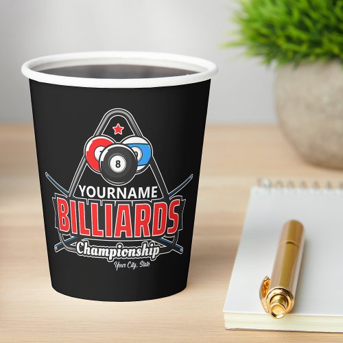 Personalized NAME Billiards 8 Ball Pool Cue Rack  Paper Cups