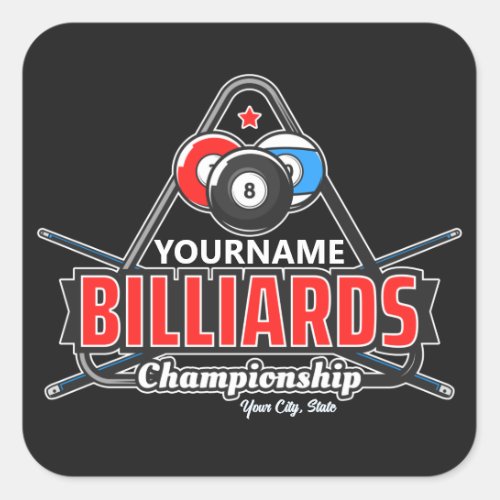 Personalized NAME Billiards 8 Ball Pool Cue Rack  Square Sticker