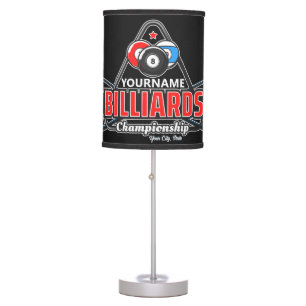 Personalized NAME Billiards 8 Ball Pool Cue Rack Table Lamp