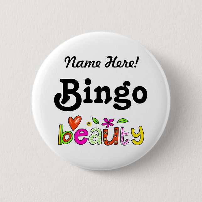 Personalized Name Bingo Beauty Custom Pinback Button (Front)