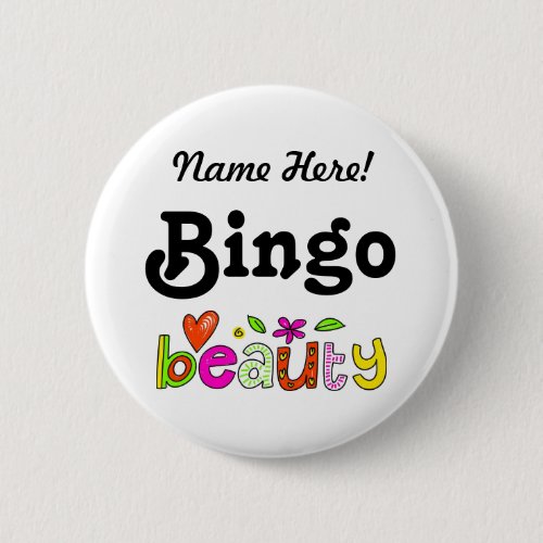 Personalized Name Bingo Beauty Custom Pinback Button